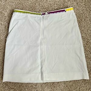Versace Jeans Collection White Mini Skirt with Green, Purple & Yellow Trim